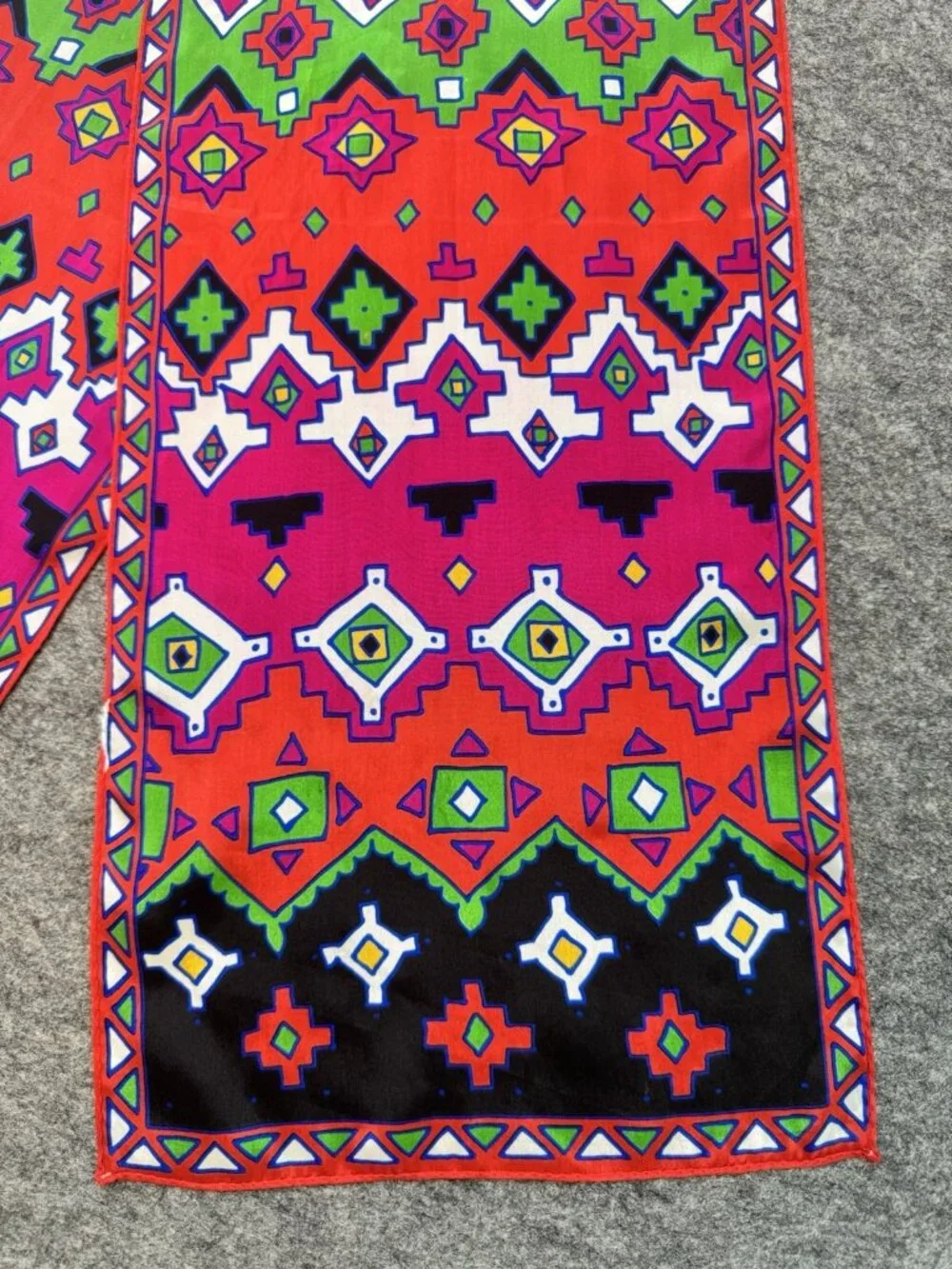 VTG Silk Scarf, Jacqueline Ferrar Vibrant Kilim Inspired Geometrics 10